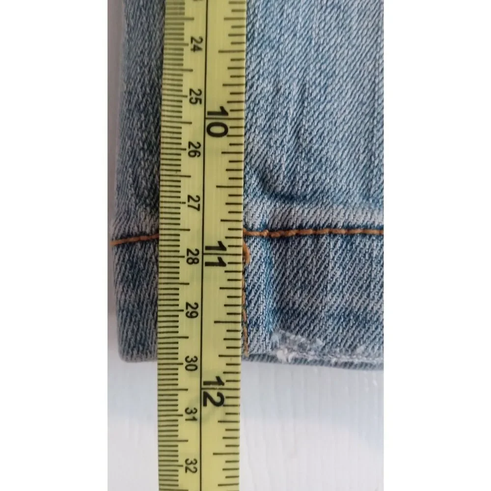 Decree Y2K Light Wash Ripped Denim Bermuda Shorts - Long Length - Women's 5